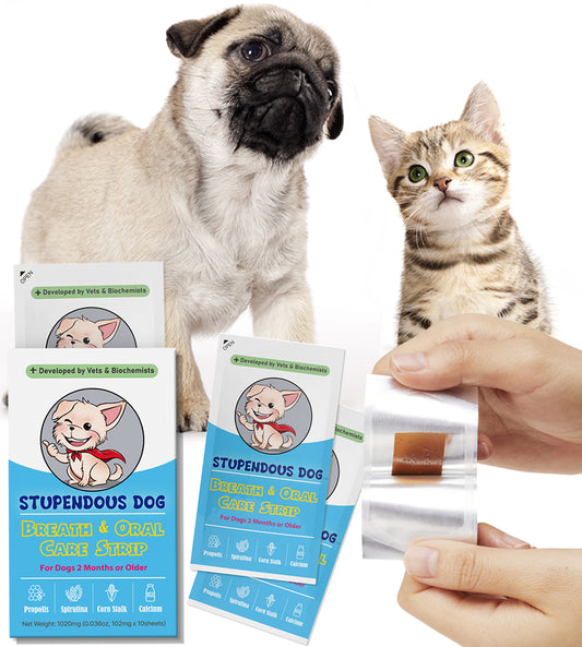Stupendous Dog Breath Freshener Supplement Strip for Clean Teeth, Fresh Breath, & Healthy Mouth - Pet Dental Care Formula to Eliminate Bad Breath – Pet Dental Mint Treats for Dogs and Cats